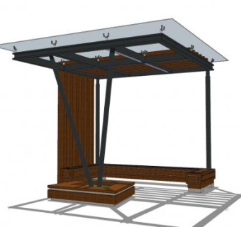 现代木质景观亭子SU模型下载_sketchup草图大师SKP模型
