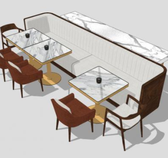 咖啡厅沙发卡座SU模型下载_sketchup草图大师SKP模型