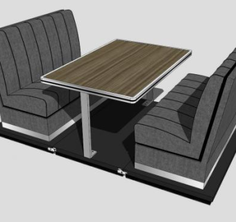 灰色布艺沙发卡座SU模型下载_sketchup草图大师SKP模型