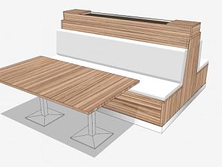 木质沙发卡座SU模型下载_sketchup草图大师SKP模型