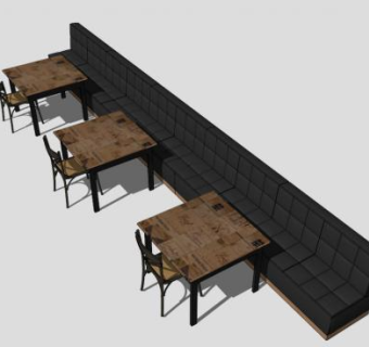 餐厅沙发卡座SU模型下载_sketchup草图大师SKP模型