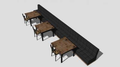 餐厅沙发卡座SU模型下载_sketchup草图大师SKP模型