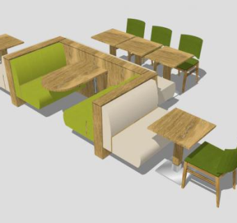 餐厅绿色沙发卡座SU模型下载_sketchup草图大师SKP模型