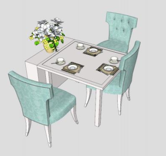 地中海餐桌SU模型下载_sketchup草图大师SKP模型