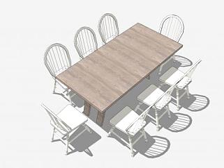 地中海木质餐桌SU模型下载_sketchup草图大师SKP模型