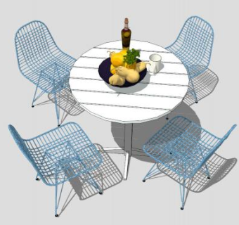 地中海风格餐桌SU模型下载_sketchup草图大师SKP模型