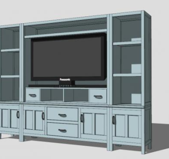 地中海电视柜架柜SU模型下载_sketchup草图大师SKP模型