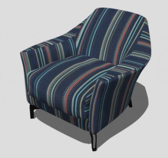 地中海布艺单人沙发SU模型下载_sketchup草图大师SKP模型