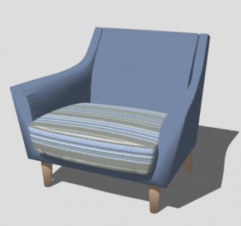 深蓝色地中海单人沙发SU模型下载_sketchup草图大师SKP模型