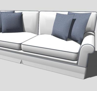 地中海白色双人沙发SU模型下载_sketchup草图大师SKP模型