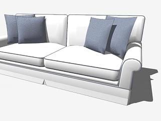 地中海白色双人沙发SU模型下载_sketchup草图大师SKP模型