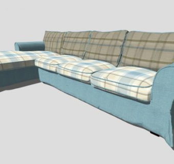 地中海风格清爽多人沙发SU模型下载_sketchup草图大师SKP模型