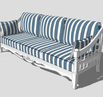 地中海风格三人沙发SU模型下载_sketchup草图大师SKP模型