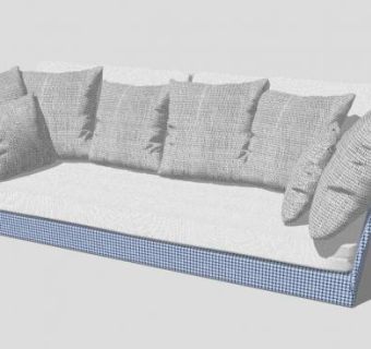 地中海风格灰色多人沙发SU模型下载_sketchup草图大师SKP模型
