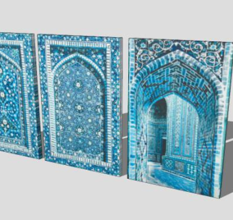 地中海蓝色窗户装饰品SU模型下载_sketchup草图大师SKP模型