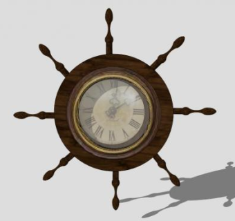 地中海船舵钟表装饰品SU模型下载_sketchup草图大师SKP模型