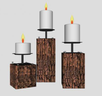 木质烛台和白蜡烛装饰品SU模型下载_sketchup草图大师SKP模型