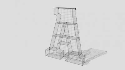 装饰品“A”字母铁艺书架SU模型下载_sketchup草图大师SKP模型