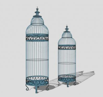 地中海蓝色鸟笼装饰摆件SU模型下载_sketchup草图大师SKP模型