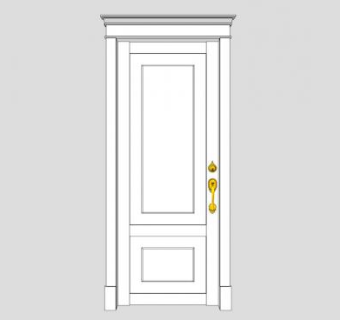 欧式白色单开室内门SU模型下载_sketchup草图大师SKP模型