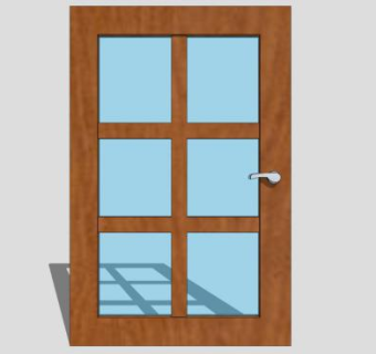木质玻璃单开门SU模型下载_sketchup草图大师SKP模型