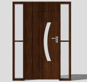 欧式木质单开门大门SU模型下载_sketchup草图大师SKP模型