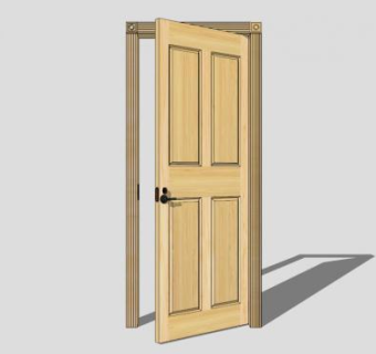 现代木质单开室内门SU模型下载_sketchup草图大师SKP模型