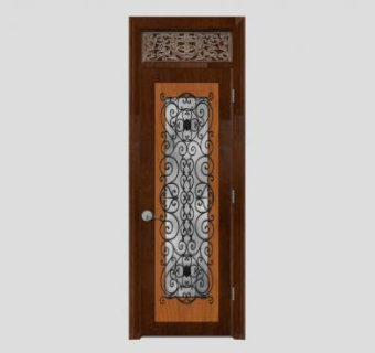 欧式繁复花纹木质单开门SU模型下载_sketchup草图大师SKP模型