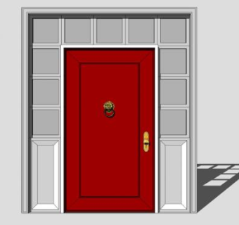 中式风格木门单开门大门SU模型下载_sketchup草图大师SKP模型