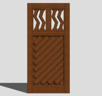 创意木单开室内门SU模型下载_sketchup草图大师SKP模型