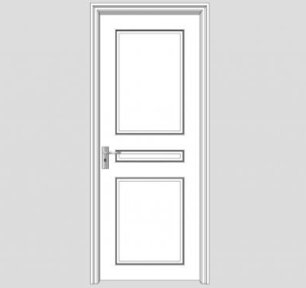 现代白色单开室内门SU模型下载_sketchup草图大师SKP模型