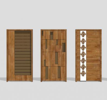 多款欧式创意木门单开门SU模型下载_sketchup草图大师SKP模型