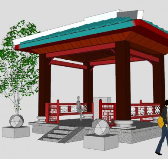 仿怀璞亭子SU模型下载_sketchup草图大师SKP模型