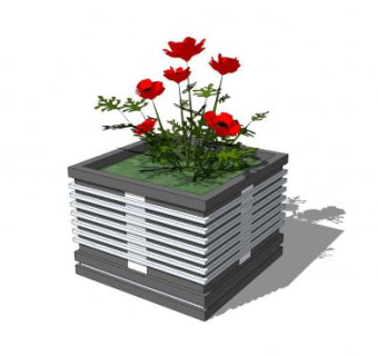 新中式风格花箱SU模型下载_sketchup草图大师SKP模型