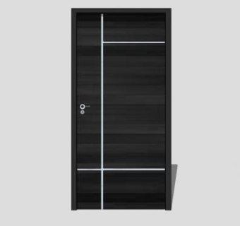 黑色简约单开室内门SU模型下载_sketchup草图大师SKP模型