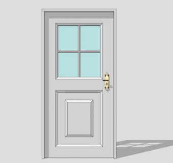 白色室内单开门SU模型下载_sketchup草图大师SKP模型