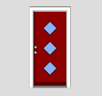 红色室外创意单开门SU模型下载_sketchup草图大师SKP模型