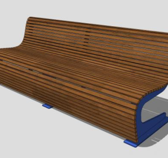 户外创意长凳座椅SU模型下载_sketchup草图大师SKP模型