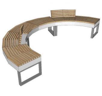 弧形户外座椅SU模型下载_sketchup草图大师SKP模型