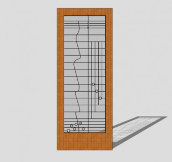 木质玻璃单开室内门SU模型下载_sketchup草图大师SKP模型