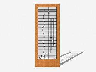 木质玻璃单开室内门SU模型下载_sketchup草图大师SKP模型