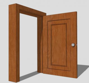 木质单开门复合门SU模型下载_sketchup草图大师SKP模型