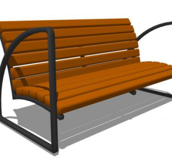 公园的木制铁边长椅SU模型下载_sketchup草图大师SKP模型