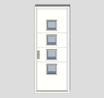 现代白色方格单开室内门SU模型下载_sketchup草图大师SKP模型