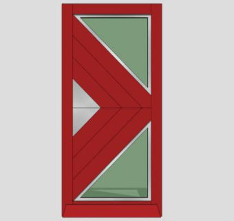 现代红色单开室内门SU模型下载_sketchup草图大师SKP模型