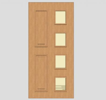 原木方格单开室内门SU模型下载_sketchup草图大师SKP模型