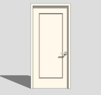 杏色单开室内门SU模型下载_sketchup草图大师SKP模型