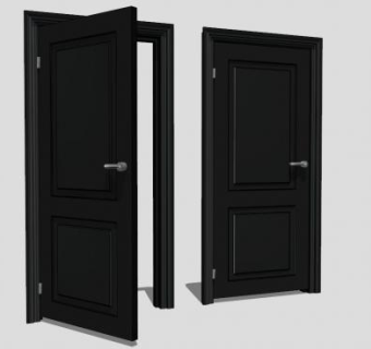 两个黑色单开室内门SU模型下载_sketchup草图大师SKP模型