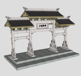 古建牌坊门楼SU模型下载_sketchup草图大师SKP模型