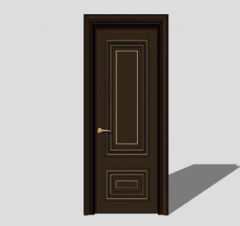 黑色木门单开门SU模型下载_sketchup草图大师SKP模型